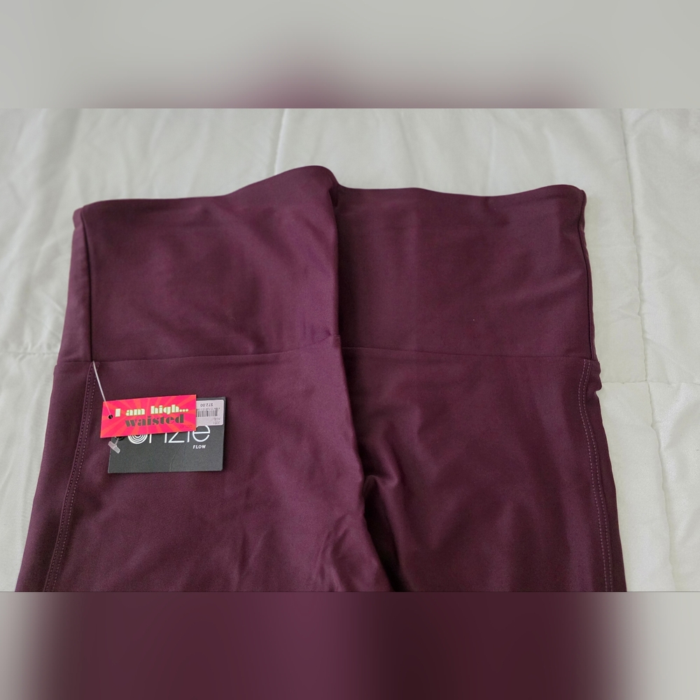Onzie Flow Sporty Legging With Highwaist & Mesh Cutouts Front 2051 Size L Maroon - Picture 5 of 8